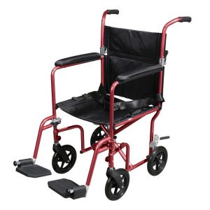 Deluxe Fly-Weight Aluminum Transport Chair with Removable Casters