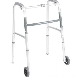 Deluxe Folding Walker, One Button with 5″ Wheels 2