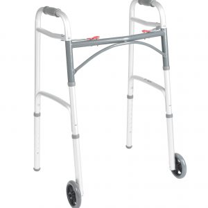 Deluxe Folding Walker, Two Button with 5 Wheels