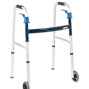 Deluxe, Trigger Release Folding Walker with 5″ Wheels