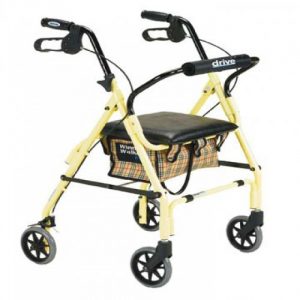 Designer Winnie, Mimi Lite Deluxe Aluminum Rollator, Padded Seat, 6″ Casters with Loop Locks