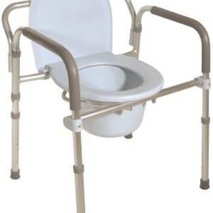 Folding Aluminum Commode with Padded Armrests