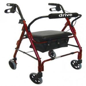 Go-Lite Deluxe Aluminum Rollator, Padded Seat, 6″ Casters with Loop Locks